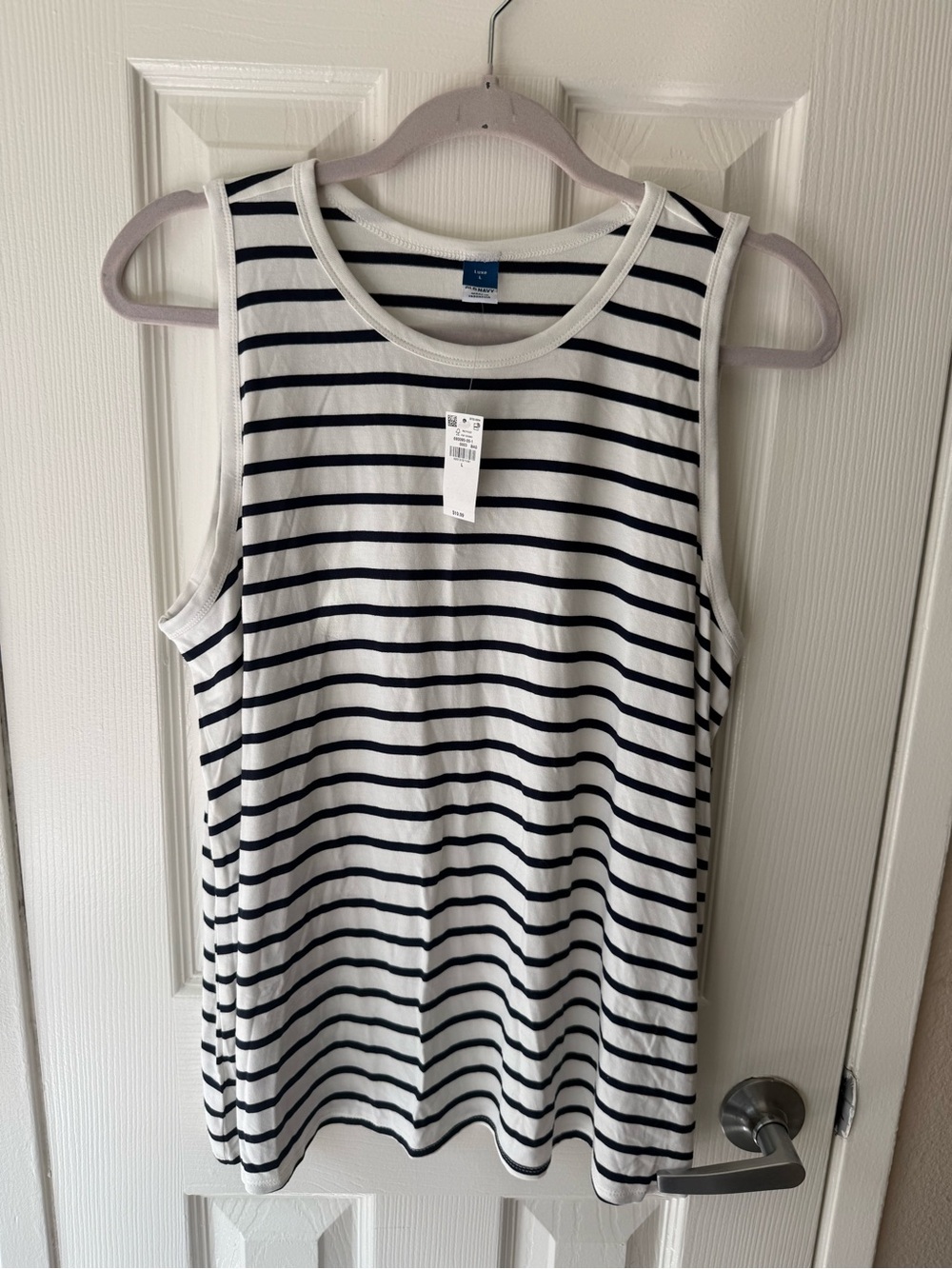 Old Navy White and Navy Striped Sleeveless Tank